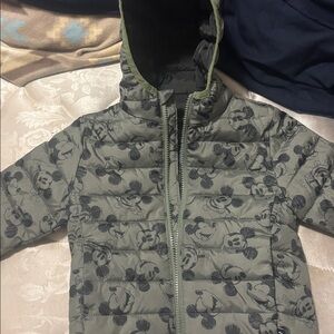 GAP Olive Mickey Mouse Puffer Jacket